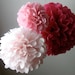Tissue Paper Pom Poms - 3 pom Small Party Pack - Your Color Choice- SALE