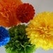 Pom Poms -Set of 12- Sesame Street, Lego, Primary Colors Party- birthday party tissue pom pom decorations