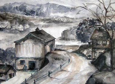 Original Painting Countryside With a Captivating View