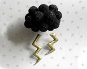 Black Cloud with lightning - Black storm - crochet Mobile
