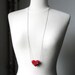 Valentine Long Necklace with crochet red heart and arrow. Love necklace