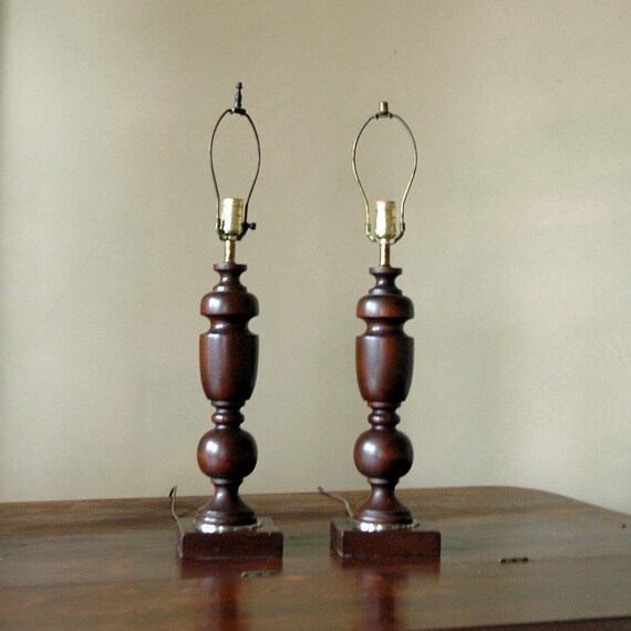 1940s Wood Table Lamps // Vintage Lighting by 86home on Etsy
