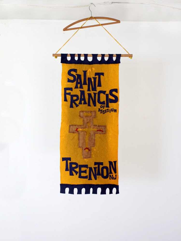 Vintage Felt Banner // Saint Francis of Assisium // Vintage School Banner