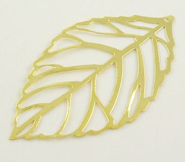 10pcs Flexible Large Filigree Leaves Pendant. Golden Leaf Connector. Earrings Necklace Bracelet Component.
