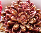 SOAP, Chrysanthemum in Deep Brown and Burnet Orange Shimmer  & Hearts in Red, Yellow, Deep Brown, Scented in WildFlowers, Vegetable Based - thecharmingfrog