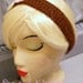 Chocolate Brown Crochet Acrylic Headband with Pink, White, & Yellow Circle Appliques, ties for fit