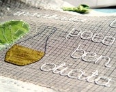 SALAD with OLIVE, Textile Art, Embroidery Applique