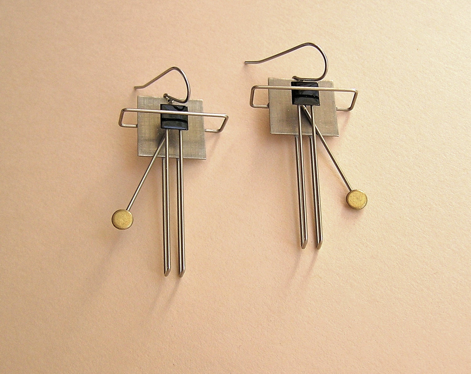 Vintage Kinetic Tic Toc Pendulum Motion Earrings