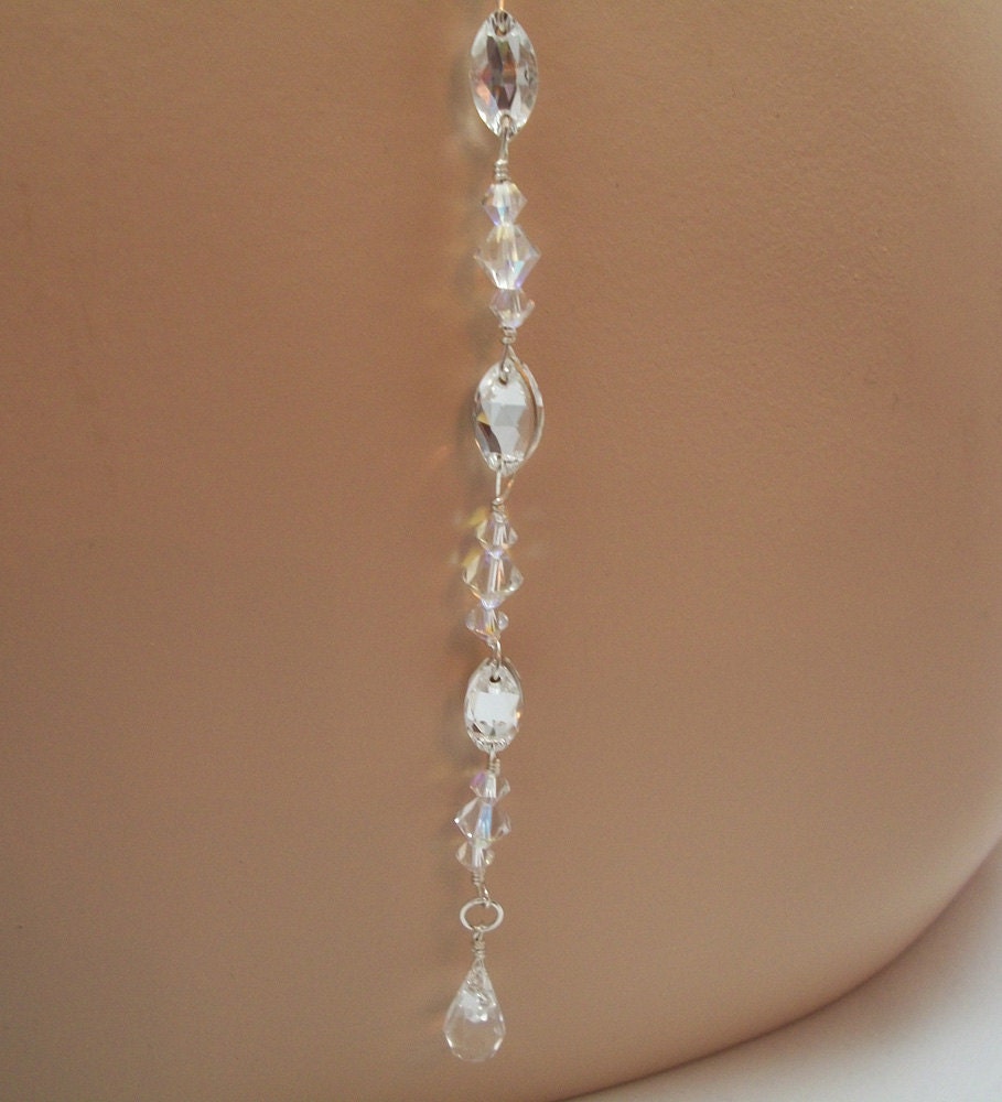 Back Drop Dangling Bracelet Swarovski Crystal Rhinestone Pears, The Stephanie