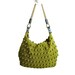 Green handbag with handles and zip -shoulder bag-crochet bag-hand made