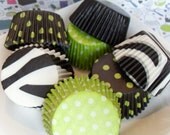 Black and Lime Green Cupcake Liner Combo Pack 5 styles (100) - BakersBlingShop