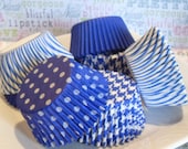 Blue and White Cupcake Liner Variety Pack, Dots, Stripes, Houndstooth, Solid - (60)