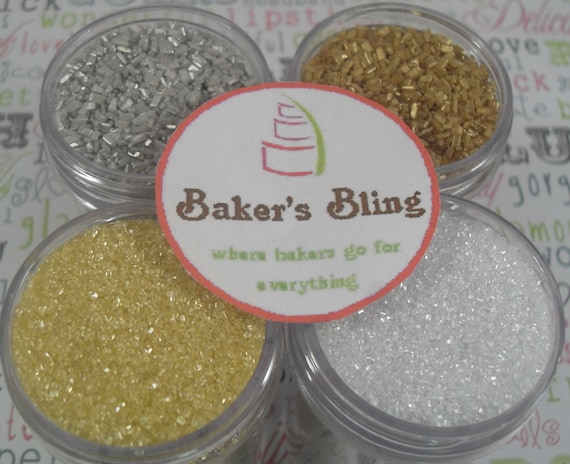 Gold and Silver Sugar Kit for Cakes, Cookies and Cupcakes (8 oz. total)
