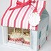 Patisserie Striped Cupcake, Baking Cup, Treat Boxes with Ribbon Gift Tag - Set of (3) Large Boxes