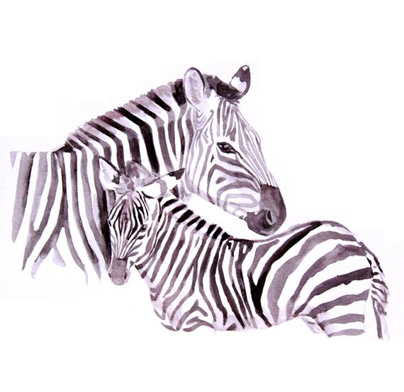Zebra Original Watercolor Painting 13x19 fine art wild animal illustration wall art home decor realistic artwork