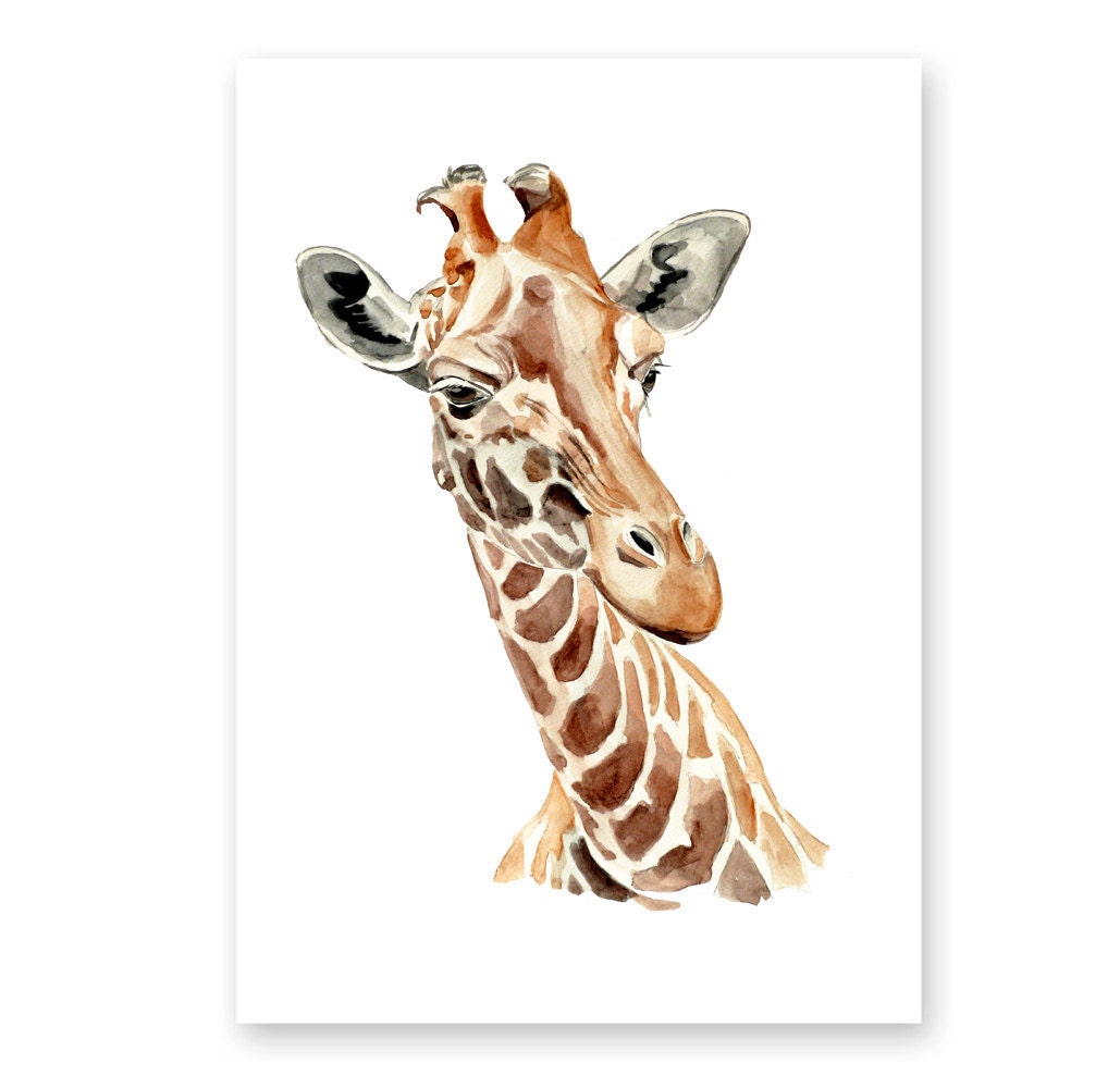 Giraffe Original Watercolor Painting 13x19 animal illustration - realistic watercolor painting