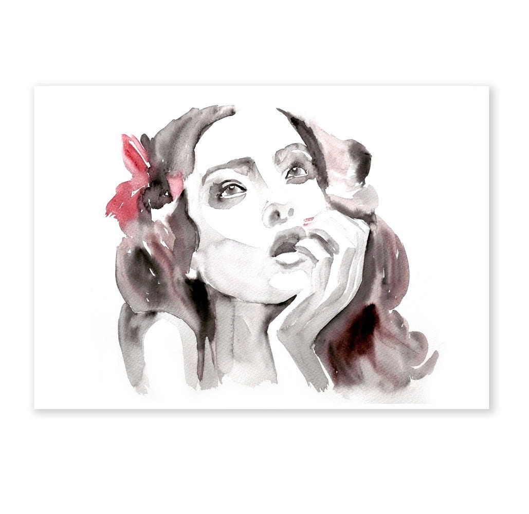Original Watercolor Painting 13x19 artwork woman fashion illustration home wall decor wall art contemporary modern love fine art portrait