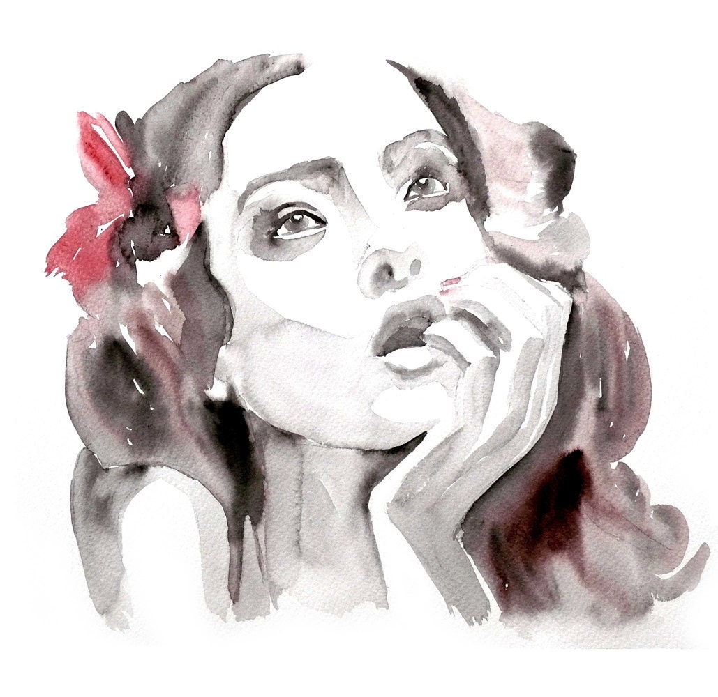 Original Watercolor Painting 13x19 artwork woman fashion illustration home wall decor wall art contemporary modern love fine art portrait