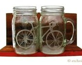 Bicycle mason jar mug with handle (Two) - etchville Bicycle mason jar mug with handle (Two) - etchville