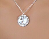 Clear Crystal GLAMOROUS Rivoli in Cubic Zirconia 14mm sterling silver necklace. BRIDESMAIDS GIFT. Wedding. Formal.
