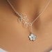 Orchid with CZ and Branch lariat necklace. Bridal. Wedding. Bridesmaids Gift. Everyday Wear. In Silver.