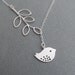 Bird and Branch lariat necklace in STERLING SILVER