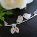 Kissing Love Birds necklace. Personalized. Initials on the Leaf. Couple. Two Love Birds. Anniversary. Marriage. Gift.