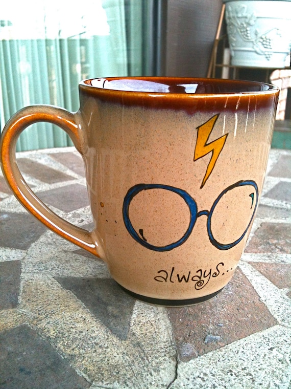 Small Antique Brown "Always" Harry Potter Owl Mug - Hand Painted