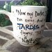 Doctor Who "The Doctor. In the TARDIS. Next stop: Everywhere." River Song TARDIS quote - Hand Painted White Quote Mug