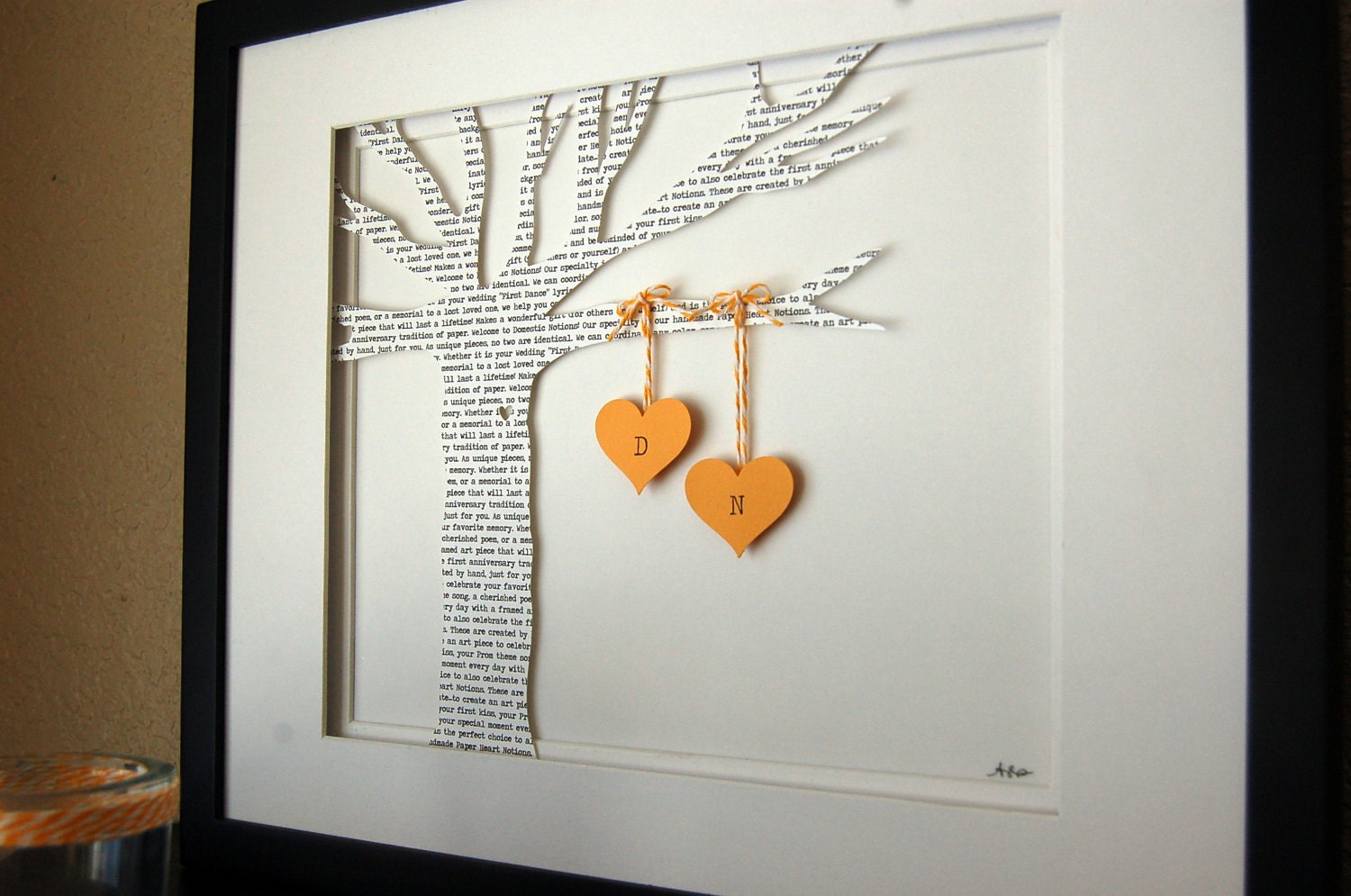 Personalized Wedding Gift: First Dance Song Lyrics 3D Paper Tree - Customized & FRAMED