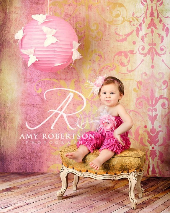 The POSH And PRETTY SET - Gorgeous Lace Ruffle Romper/Pants with Designer Flower and Feather Accent - Headband is Included