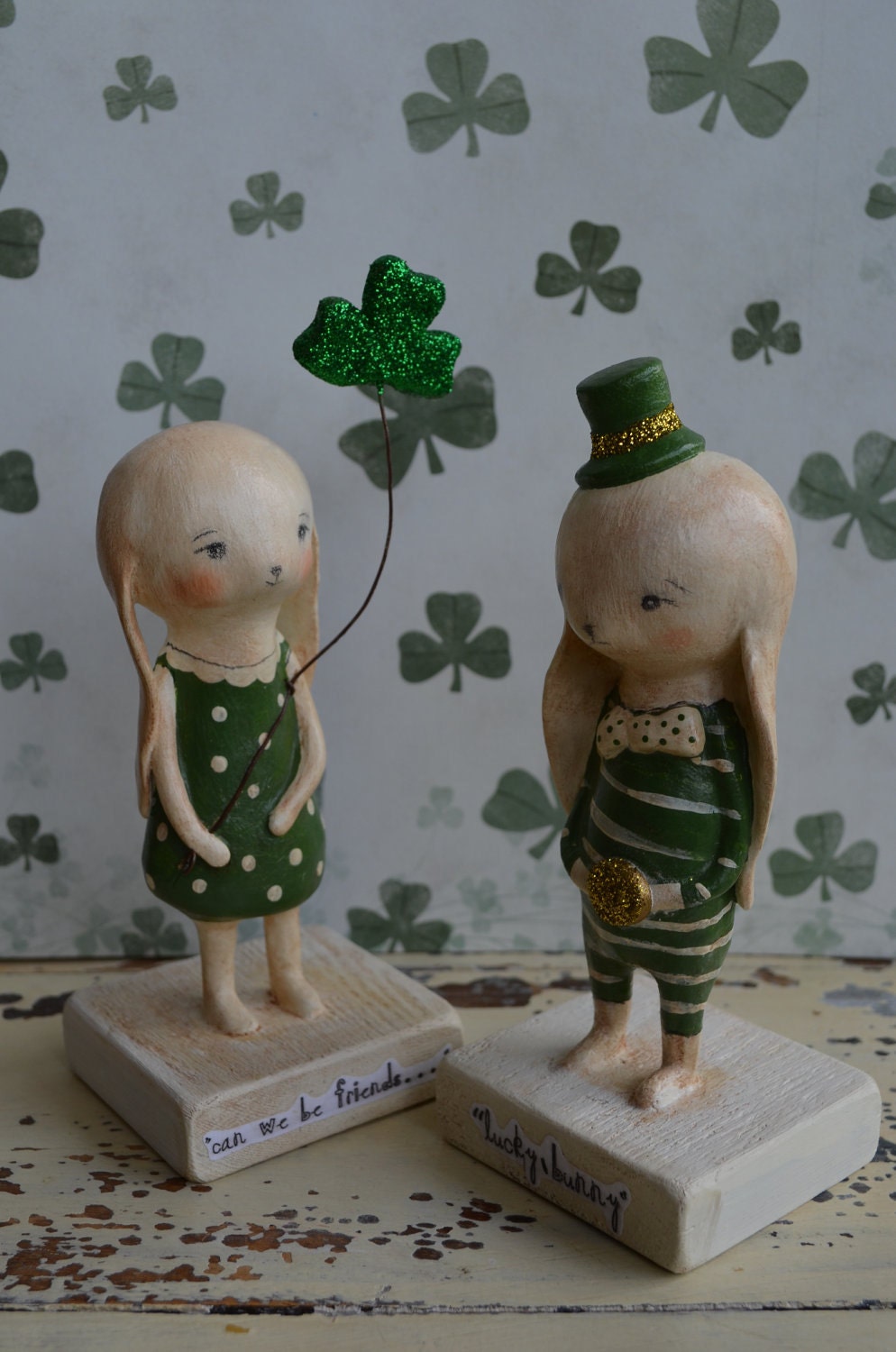 St. Patrick's Day Bunny w/ Shamrock