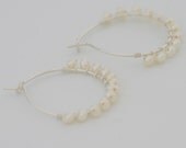 Sterling Hoop Earrings with Pearls