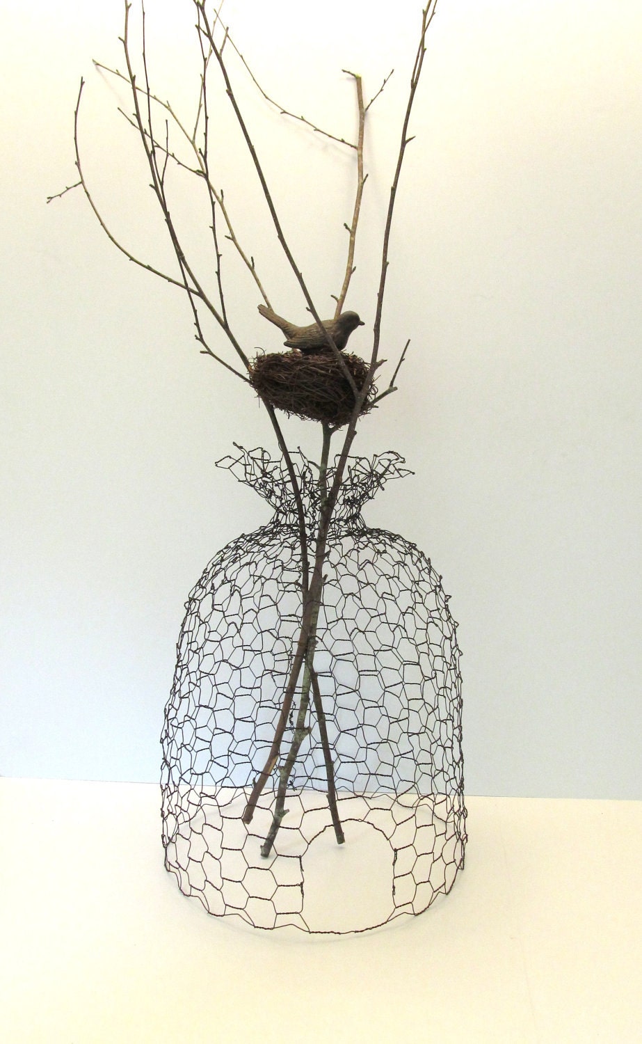 Rusty Patina Wire Bee Skep Cloche