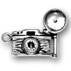 Add On Charm - Flash Camera - Sterling Silver Charm - add on Pendant to your Necklace or Bracelet