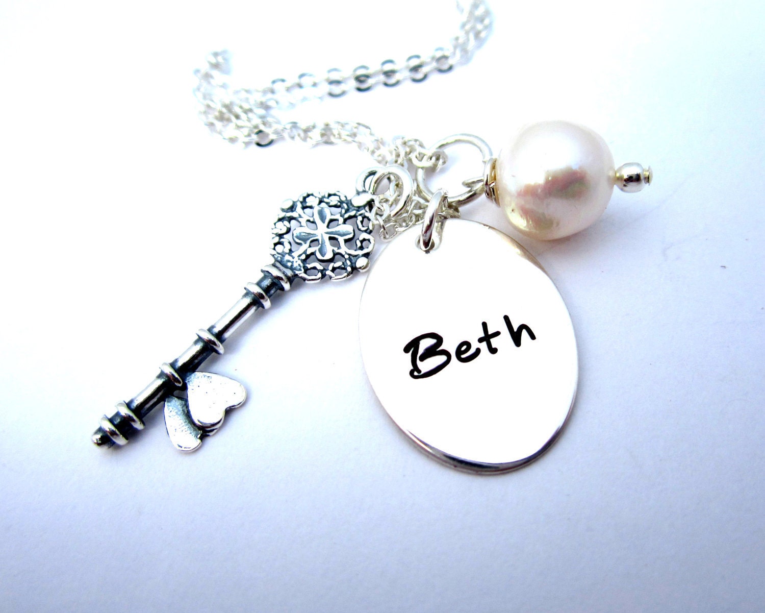 Personalized Necklace - Hand Stamped Jewelry - Your Key to my Heart