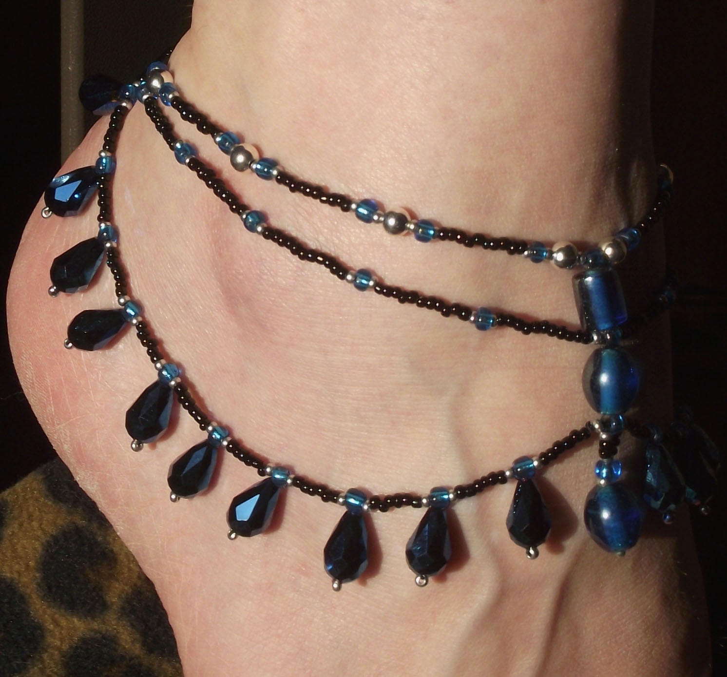 Blue Swarovski Beaded Anklet SALE