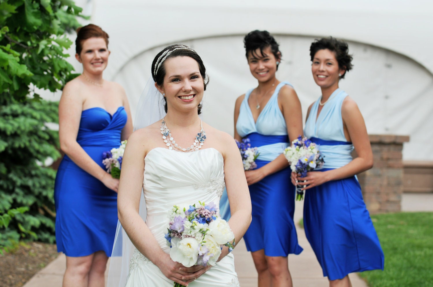 Two-Tone Knee Length BRIDESMAID Convertible Wrap Twist Dress - 67 Colors - Wedding, Beach, Prom, Date Night, Holiday Party