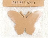 5 Kraft Label Stickers- Butterfly