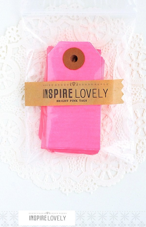 20 Mini Gift Tags - Bright Pink