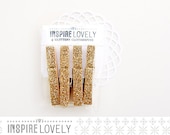 Lovely Glittery Wooden Clothespins - Gold