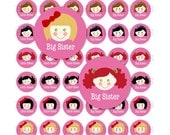 Big Sister Little Sister Sibling Bottlecap Images Collage Sheet for Jewelry and Scrapbooking COMMERCIAL and PERSONAL USE Il_170x135