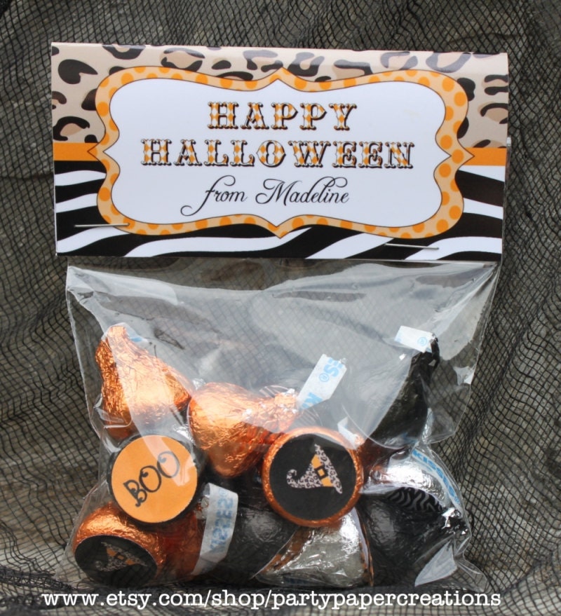 Personalized Happy Halloween Party Favor Toppers - Animal Print - DIY Printable File Il_170x135