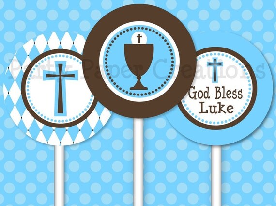 First Holy Communion Baptism Christening Tablescape Personalized Printable Party Decorations Il_570xn
