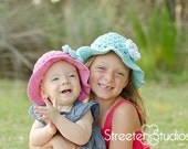 Girls Sun Hat - Pink and Robin's Egg
