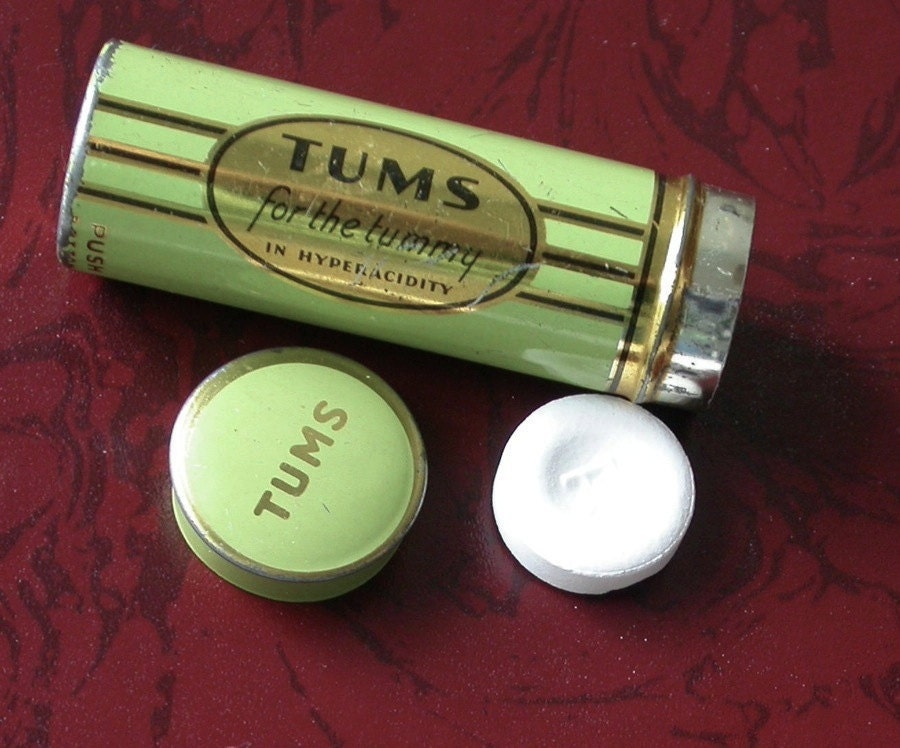 Vintage Tums for the Tummy Metal Pill by VersatileVintage on Etsy
