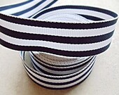 Classic navy blue and white Taffy striped 7/8" grosgrain ribbon Il_170x135