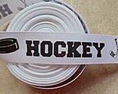 White Hockey 7/8 inch grosgrain ribbon