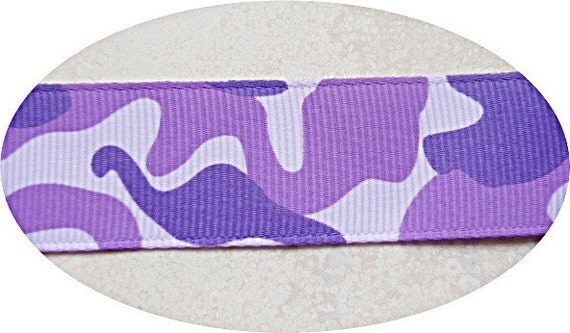 Purple Camouflage print 7/8 inch grosgrain ribbon Il_570xn