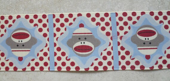 Sassy Sock Monkeys on 1 1/2 inch grosgrain ribbon Il_570xn